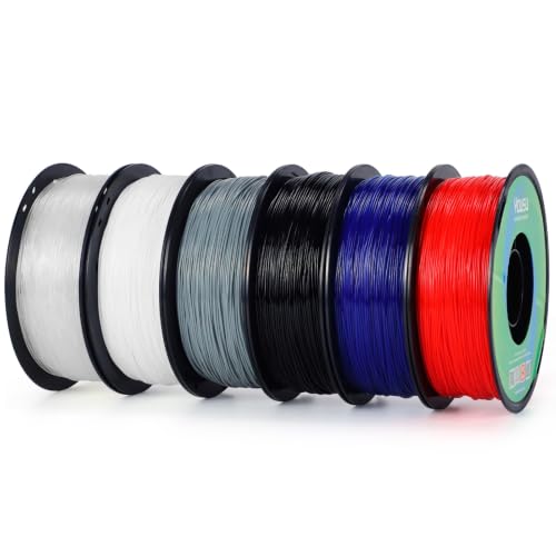YOUSU 95A TPU Filament 1.75mm 6 Pack 1kg Spools, Flexible Soft 3D Printer Filament, Clog-Free Tangle-Free, High Elasticity, Fit Most FDM Printers for Makers & DIY Projects - color: E5-tpu 6*1kg, size: E- TPU