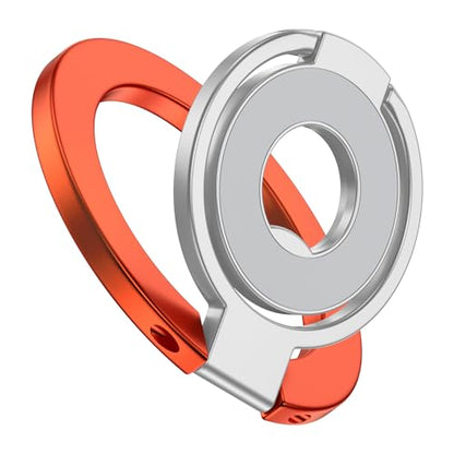 Magsafe Ring Stand, Dual-Sided Magnetic Phone Grip with Kickstand Loop - color: orange