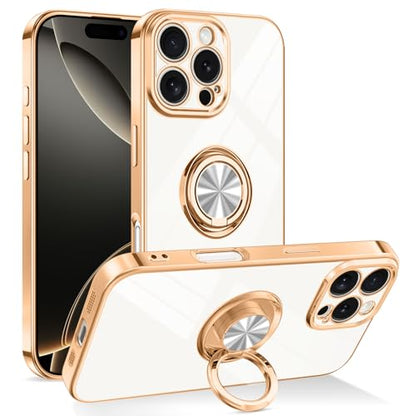 Dinick White for iPhone 16 Pro Case with Ring Holder Kickstand - color: White, size: 6.3'' iPhone 16 Pro