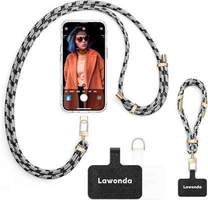 2 Pads Phone Lanyard Adjustable Crossbody Cell Phone Neck Strap - color: Mix Black&gray