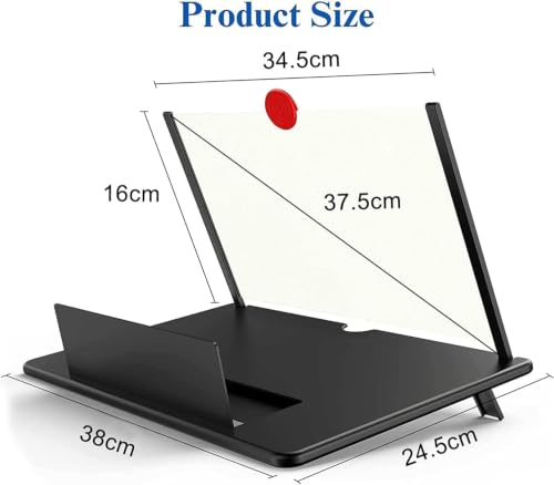 18" Screen Magnifier for Cell Phone – 3D HD Magnifing Screen Enlarger Projector for Movies Videos and Gaming – Foldable Mobile Phone Stand Holder with Screen Amplifier - size: Black-RED-18‘’