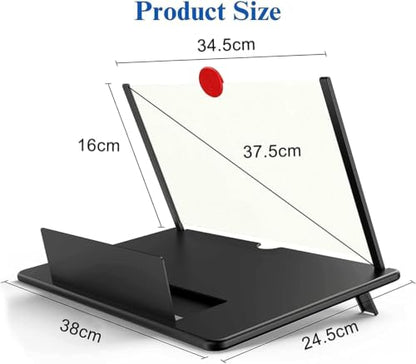 18" Screen Magnifier for Cell Phone – 3D HD Magnifing Screen Enlarger Projector for Movies Videos and Gaming – Foldable Mobile Phone Stand Holder with Screen Amplifier - size: Black-RED-18‘’