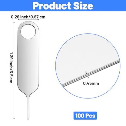 Hecila 100PCS SIM Card Removal Tool Set Universal Sim Card Tray Removal Key Tray Ejectors Pins Waterproof Universal Sim/SD Cards Pin Opening Ejector Pin fits Key Rings Multi-Functional SD Ejector Tool