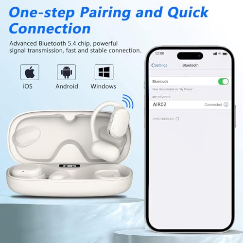 BANIGIPA Open Ear True Wireless Earbuds with Dual Mic for Calling - color: AIR02-Beige