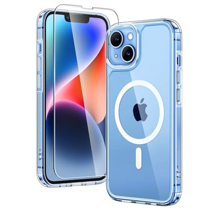 TAURI for iPhone 14 Case, Compatible with MagSafe, Clear | Compatible with MagSafe, Military Standard Protection, [Anti-Yellowing] Shockproof Magnetic Mobile Phone Case - color: A-Magnetic Clear