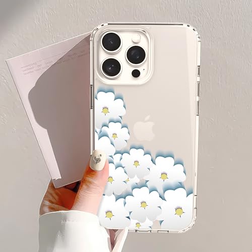 IAIYOXI Clear Case for iPhone 16 Pro, [Crystal Clear Military-Grade Drop Protection], Non-Yellowing, Slim Lightweight Transparent TPU Bumper Phone Case Cover Design - White Flower - color: White Flowers, size: iPhone 16 Pro