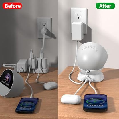 HomeMount Stand for Spot, iPhone & Earbuds with USB Ports, White - color: White
