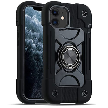 MARKILL Compatible with iPhone 11 Case 6.1 Inch with 360°Rotate Ring Stand, Military Grade Drop Protection Full Body Rugged Heavy Duty Case 3 in 1 Protective Cover Black - color: Black, size: iPhone 11 6.1"