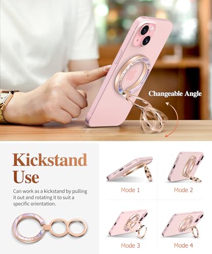 GVIEWIN Magnetic Phone Ring Holder, Compatible with MagSafe Phone Grip - color: Flowing Sakura/Pink