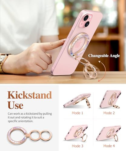 GVIEWIN Magnetic Phone Ring Holder, Compatible with MagSafe Phone Grip - color: Flowing Sakura/Pink