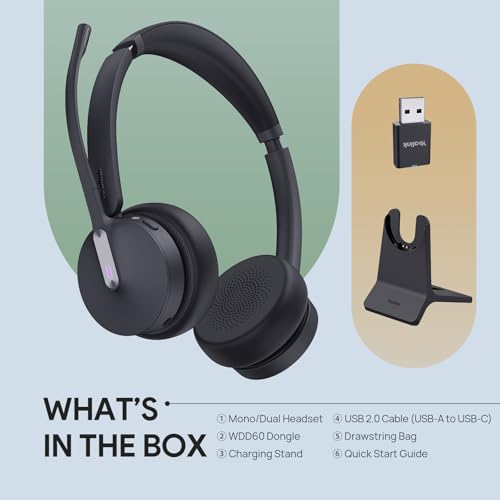 Yealink WH64 Mono Hybrid Wireless Headset with Mic DECT Dongle & Bluetooth - style: WH64 Hy-Mono with Stand