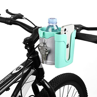 Accmor 3-in-1 Bike Cup Holder with Cell Phone Keys Holder, Bike Water Bottle Holders, Universal Bar Drink Cup Can Holder for Bicycles, Motorcycles, Scooters, Grey Green, 2 Pack - color: Grey Green-2 Pack