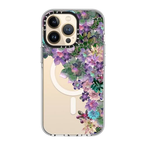 CASETiFY for iPhone 13 Pro Case - Impact Clear Compatible with MagSafe | Not Yellowing | 6.6 ft. 3x Military Grade Drop Protection | MY SUCCULENT GARDEN | Clear - color: MY SUCCULENT GARDEN, size: Iphone 13 Pro (6.1")