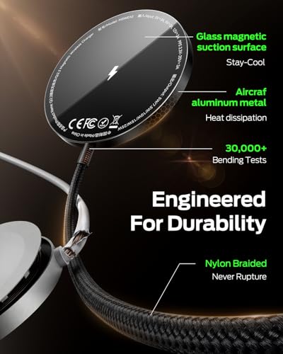 MOVESPEED Qi2.2 25W Magnetic Wireless Charger 2 Pack, MagSafe Fast Charging Pad, Compatible with iPhone 17/16/15/14/13/12 Series, AirPods Pro/4/3/2,Samsung Galaxy and More(Black) - color: Black, size: 2 pack