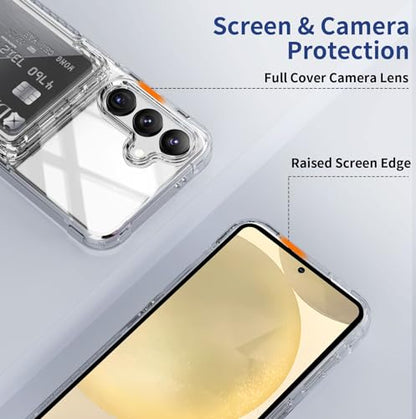 ACANDYA for Samsung Galaxy S24 Plus Case Wallet Galaxy S24+ Case Clear with Card Holder ID Card Slot Heavy Duty Protection Shockproof Anti-Scratch Cover for Women Men for Galaxy S24 Plus Transparent - size: Galaxy S24+ S24 Plus 6.7 inch
