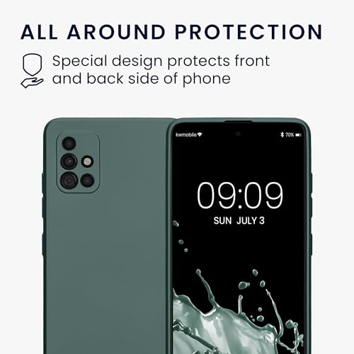 kwmobile Case Compatible with Samsung Galaxy A51 Case -Soft TPU Back Phone Cover - with Metallic Look - Metallic Teal - color: metallic teal, size: Galaxy A51