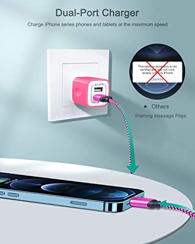 [Apple MFI Certified] iPhone Charger for 14/13/12/12 Mini/12 Pro/12 Pro Max - color: Pink, style: Lightning