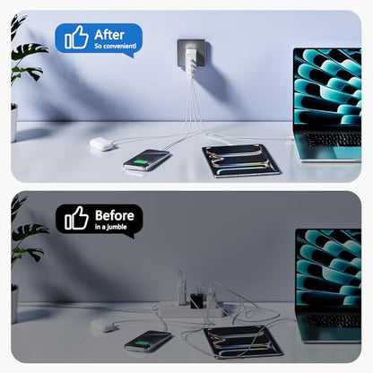 sccvee USB C Charger 140W GaN, 100W Laptop Power Adapter Fast Charger Block, 4-Port Charging Station USB C Power Adapte Compatible with MacBook Pro/Air/iPad Pro/iPhone 15/16/Galaxy S23/S24/Dell - color: 140W 4 port