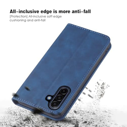 Asuwish Flip Wallet Phone Case for Samsung Galaxy A17 5G with Tempered Glass Screen Protector Magnetic Closure Folio Cover Credit Card Holder Slot Stand Cell Accessories A 17 17A 4G Women Men Blue - color: Blue