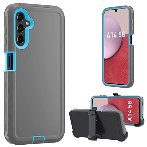 for Samsung Galaxy A14 5G case,A14 5G Heavy Duty case,[Military Grade Protective ][Shockproof] [Dropproof] [Dust-Proof], Compatible with Galaxy A14 5G (Gray/Blue) - color: Gray/Blue