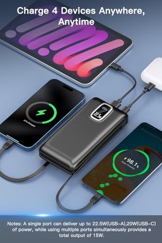 Portable Charger Power Bank - 45800mAh Fast Charging Portable Phone Charger with Built in Cables,External Battery Pack USB C Out/Input,Perfect for Camping/Hiking/Outdoor