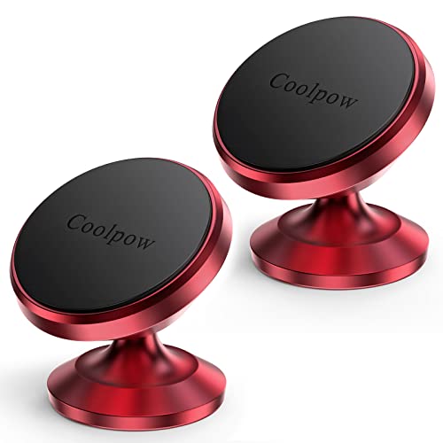 【2-Pack】Magnetic Phone Holder for Car Dash Strong Magnetic Car Phone Mount - color: Red
