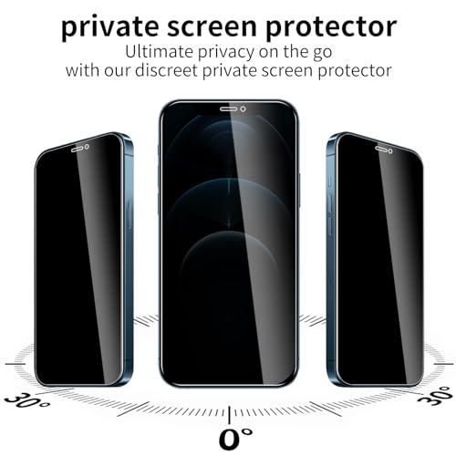 3 Pack Privacy Screen Protector for iPhone 12 Pro Max with 3 Pack Camera Lens Protector, 9H Hardness Double Shatterproof Anti-Spy Tempered Glass Film, Easy Installation - size: iPhone 12 Pro Max