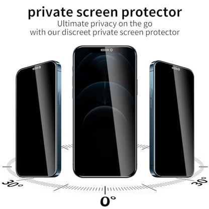 3 Pack Privacy Screen Protector for iPhone 12 Pro Max with 3 Pack Camera Lens Protector, 9H Hardness Double Shatterproof Anti-Spy Tempered Glass Film, Easy Installation - size: iPhone 12 Pro Max
