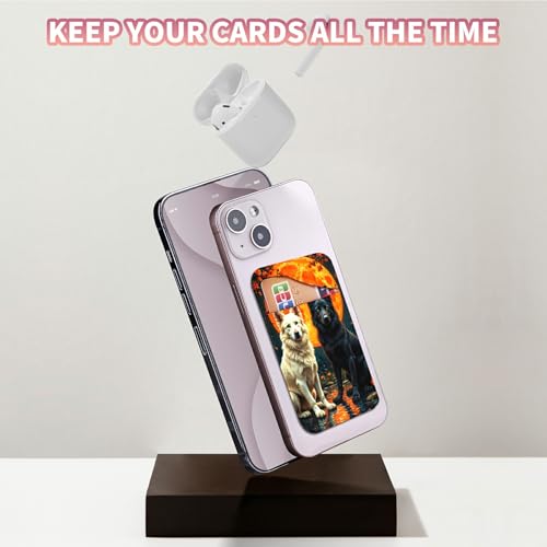 Phone Credit Card Holder Stick on, Cell Phone Pocket Self Adhesive Stretchy Stick on Wallet ID Credit Card Case Pouch Sleeve with Flap for All Smartphones, Black White Wolf - color: Black White Wolf