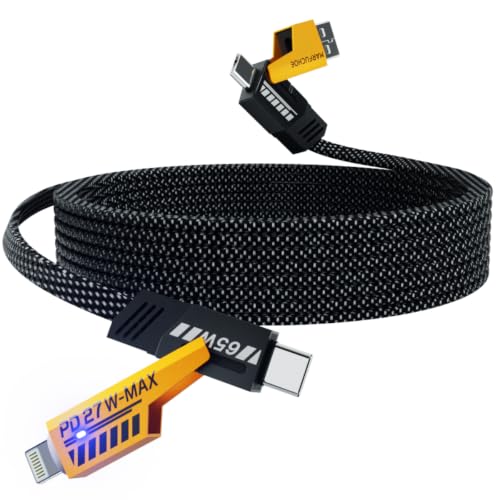 4 in 1 Fast Charging Cable 65W,USB C Charging Cable,4-in-1 USB Multi Charging Cable Adapter,Multiple Phone Charger Cord for iPhone 17-16 15 Pro Max 12 10 ipad Samsung Galaxy Android Tablet PC