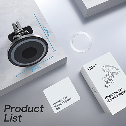 UIBI Magsafe Car Mount, Magnetic Car Phone Holder 【20 Strong Magnets】 with Clip 【360°】 Rotation Air Vent Cell Phone Mount Fit for Magsafe iPhone 16 15 14 13 12 Pro Max Mini MagSafe Case