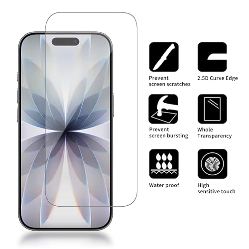 4 Pack Glass Screen Protector Compatible for iPhone 17 6.3 inch 2025 [9H Hardness]-HD Screen Tempered Glass, Scratch Resistant,Easy Install [Case Friendly] - size: iPhone 17