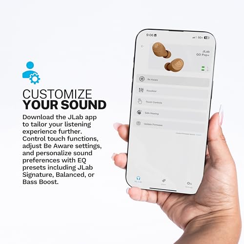 JLab Go Air Pop+ Tones True Wireless Earbuds, in Ear Bluetooth Headphones with Microphone, 35H Playtime, USB-C Charging Case, Dual Connect, EQ3 Sound, 4625 W - color: B-4625 W, style: Nude
