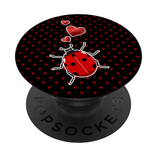 Ladybug Hearts Polka Dots Cute Ladybird Animal Insect Women PopSockets PopGrip: Swappable Grip for Phones & Tablets