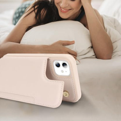 iCoverCase Compatible with iPhone 11 Case with Card Holder, Wallet Phone Case for Women Men RFID Blocking PU Leather Protective Case 6.1 Inch (Beige) - color: Beige