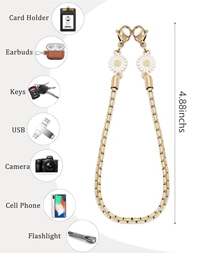 Lostars Metal Phone Chain Wrist Strap with Charm for Women - color: Silver-flower-a