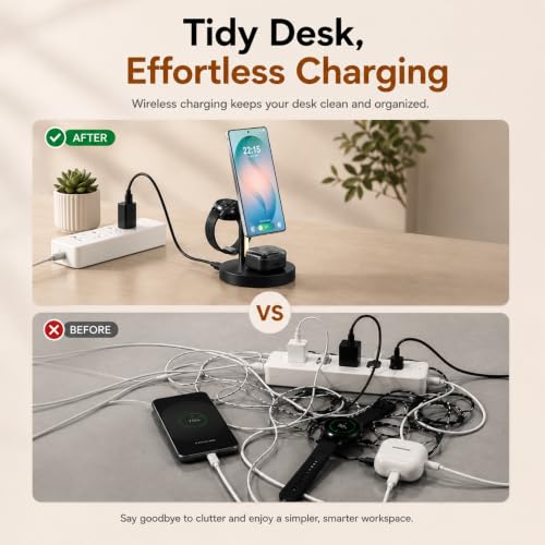 Geyo 4 in 1 Magnetic 15W Wireless Charger for Samsung S26 with Night Light
