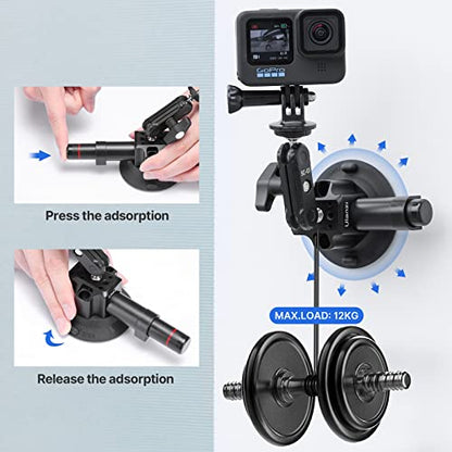 Ulanzi SC-01 Heavy-Duty Suction Cup Mount for Camera/Phone/Accessory (3"), Pump-actived Vacuum Suction Cup Mount, Magic Arm Phone Holder Action Cam Adapter Car Boats Windshield Window Mount - color: SC-01