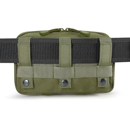 FRTKK Tactical Molle Admin Pouch Utility Laser Cut EDC Tool Pouch Bag Horizontal Modular Pouches Include US Flag Patch and Keychain - color: Army Green