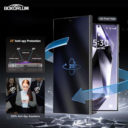 2 Pack for samsung galaxy s25plus and samsung galaxy s24plus screen protector privacy,Matte,Military Grade Shatterproof,9H+ Hardness,Full Coverage,Auto Dust Removal,No Bubbles,Anti-Spy Tempered Glass Film,Bright edged frosted finish,ultrathin,Easy Install