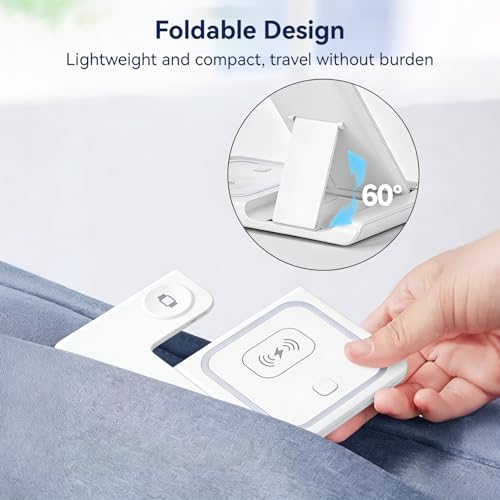 3 in 1 Portable Wireless Fast Charger for Apple & Android, Wireless Charging Station for iPhone17 16 15 14 13 12, Apple Watch & Air pods 4 3 2 Pro, Samsung Galaxy, White - color: White