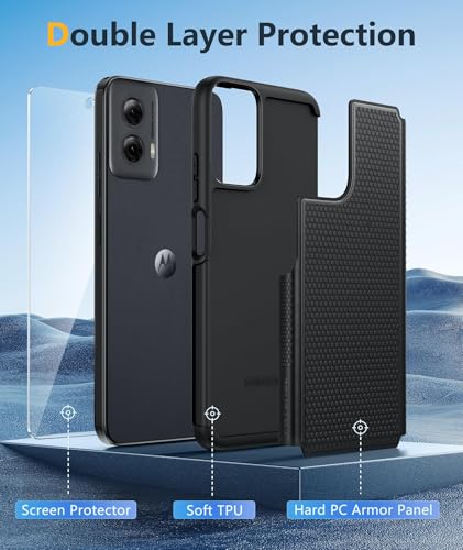 FNTCASE for Motorola Moto G-Power-5G-2024 Case: Dual Layer Protective Heavy Duty Cell Phone Cover Shockproof Rugged with Non Slip Textured Back - Military Protection Bumper Tough - 2024, 6.7 inch | With Screen Protector, Military Grade Drop Protection, Ma