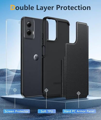 FNTCASE for Motorola Moto G-Power-5G-2024 Case: Dual Layer Protective Heavy Duty Cell Phone Cover Shockproof Rugged with Non Slip Textured Back - Military Protection Bumper Tough - 2024, 6.7 inch | With Screen Protector, Military Grade Drop Protection, Ma