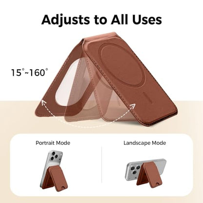 COALAGOON for MagSafe Wallet with Mirror,4 Card Holder RFID Blocking Stand - color: Brown