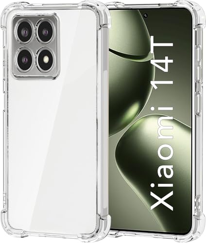 USTIYA Case for Xiaomi 14T 5G Clear TPU Four Corners Military-Grade Protection Cover Transparent Soft funda