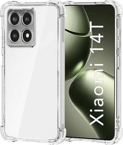 USTIYA Case for Xiaomi 14T 5G Clear TPU Four Corners Military-Grade Protection Cover Transparent Soft funda