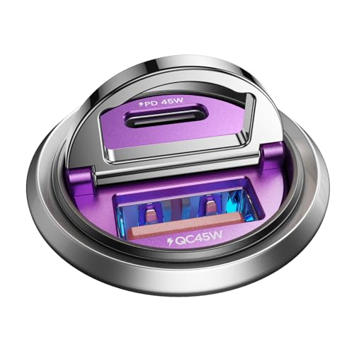 MRGLAS 90W USB C Car Charger Fast Charging [Invisible & All Metal Design] - color: Purple