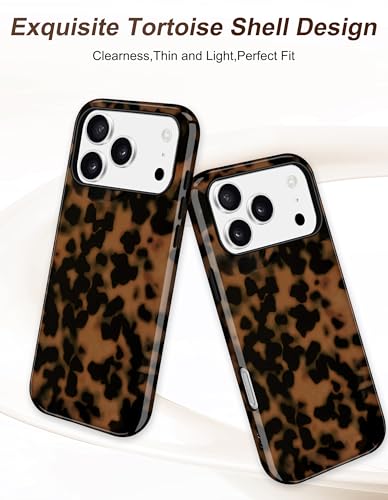 Jusy Magnetic Brown Tortoise Shell Phone Case for iPhone 16 Pro Max,Black | Compatible with MagSafe,Cute Aesthetic Cheetah Leopard Design,TPU and PC Protective Shockproof Cover - color: Black