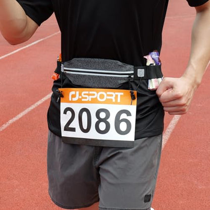RJ-Sport Race Number Belt Bib Holder with Runner Pouch (Grey) - color: 05 Grey
