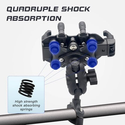 Motorcycle Phone Mount Holder with Vibration Dampener Motorcycle Cell Phone Holder 360 Degree Adjustable Rotation Motorbike Rearview Mirror Mount (Handlebar Mount) - size: Handlebar Mount